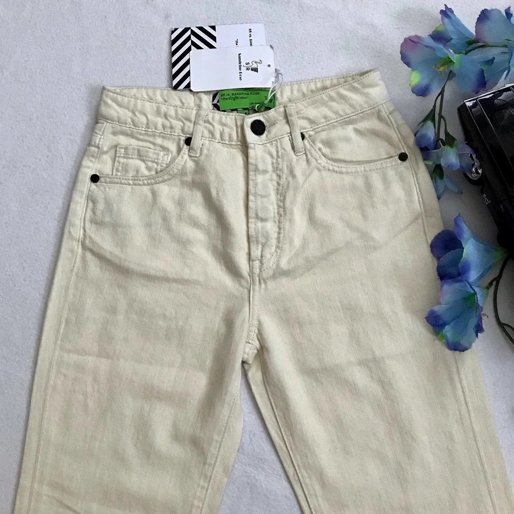 Free People Sandrine Rose NWT Cream Mid Rise Ankle Jeans Women 24 - Picture 3 of 9